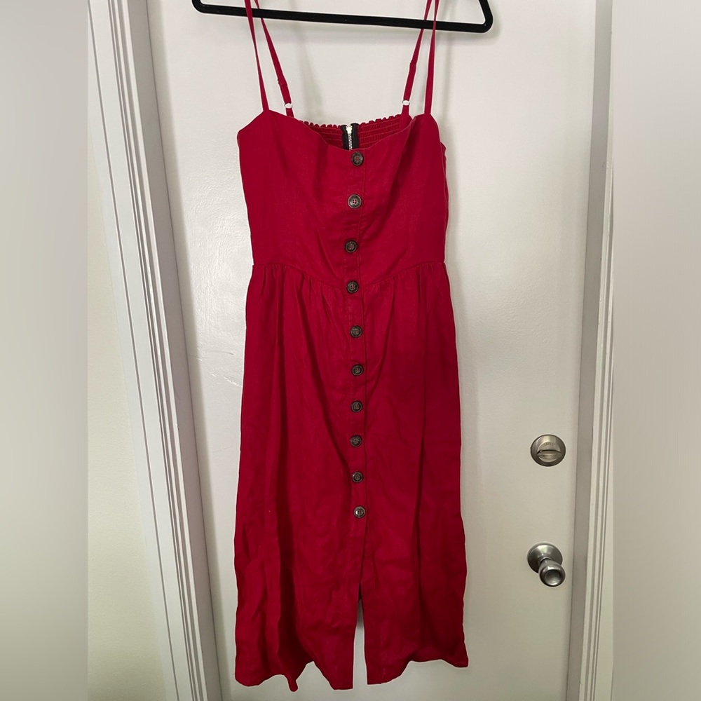 Reformation Red Button-Down Dress